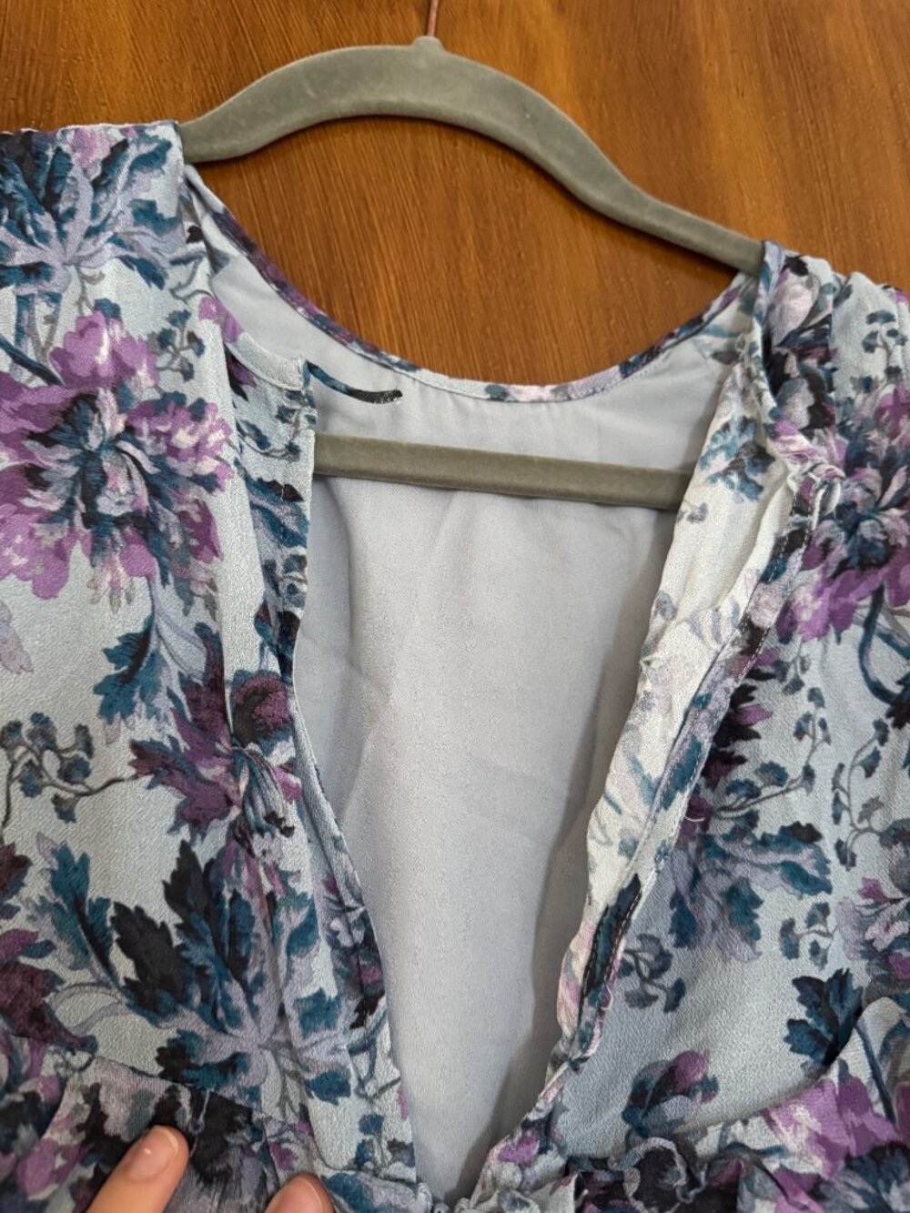 Sundance Blue Floral Dress – Size Small | High Neck Ruffle | Boho Romantic - Picture 8 of 9